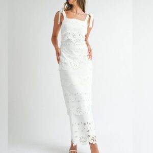 Petal & Pup White Lace Maxi Dress